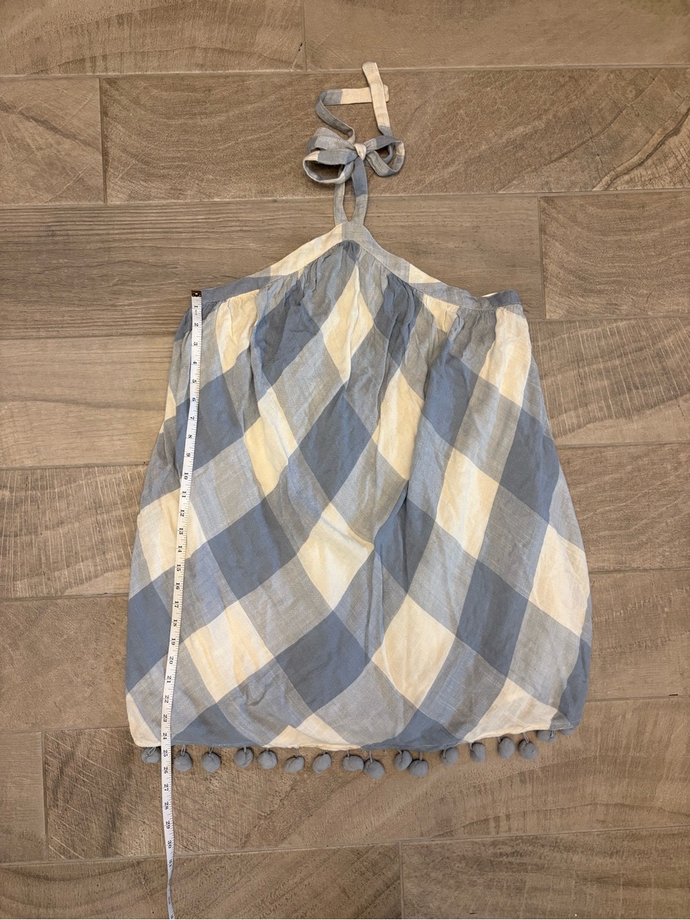 NWT Tularosa Holden Dress - Blue Gingham Halter Dress - Pom Pom Trim - Medium - Picture 11 of 14